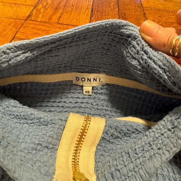 NWOT DONNI. Waffle half zip XS - Picture 7 of 9